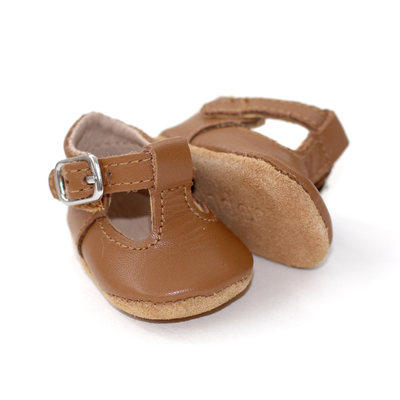 Leather Doll T Bar Shoes - Tan