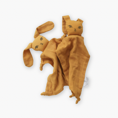 "WONKY WABBITS" Muslin bunny comforters x 2 [colour: Mustard]