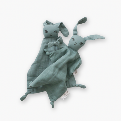 "WONKY WABBITS" Muslin bunny comforters x 2[colour: Storm]